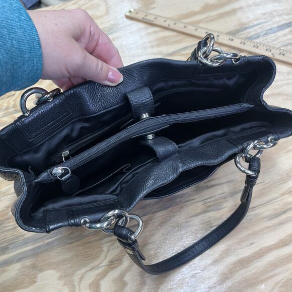 Coach Penelope Carryall Satchel Black Pebbled Leather Shoulder Bag F16532 - Picture 5 of 16